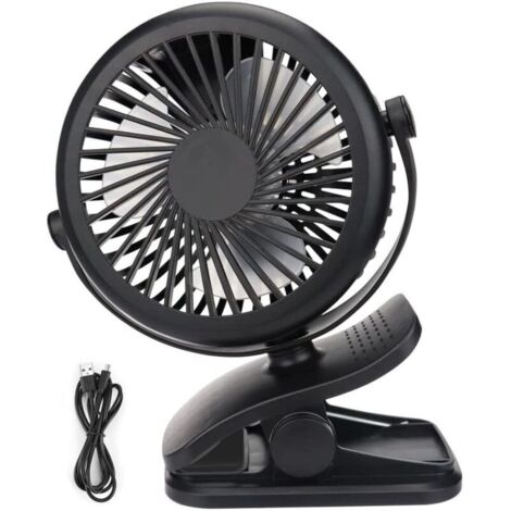 Mini-USB-Ventilator, leiser, tragbarer Ventilator mit Akku, 3 Geschwindigkeitsstufen, 360°-Drehung für Schlafzimmer, Büro, Kinderwagen und Camping