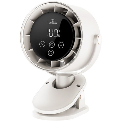 Mini USB Ventilator mit Clip & Akku Tragbarer Tischventilator Klein Wiederaufladbarer Leise LED-Display 90° vertikale Neigung & 90° Oszillation Ventilator USB-Ladung Ideal für Zuhause, Büro & Camping