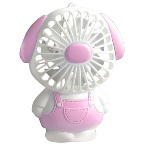 Mini-USB-Ventilator mit niedlichem Tiermotiv, 2 Geschwindigkeitsstufen, rutschfest, mit beleuchteter Handschlaufe – ideales Geschenk für Studenten, Modell: Rosa Hund
