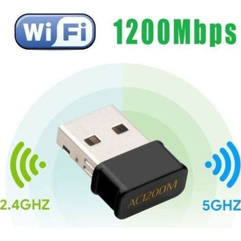 Mini USB WiFi Adaptateur 1200Mbps Clé WiFi Dongle AC Dual Band, WiFi Wireless Adaptateur Compatible avec Windows 7/8/8.1/10