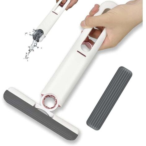 Mini Vadrouille de Nettoyage - Mini Vadrouille Portable - Mini Vadrouille Mains Libres - Vadrouille Auto,avec Fonction D'essorage,pour Fenêtres,Sols,Carrelages Muraux,Voitures,etc
