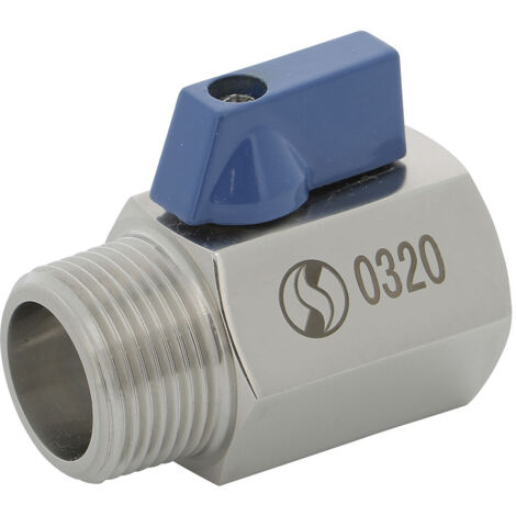 Mini vanne à sphère inox monobloc PN63 mâle femelle BSP 1/2" (15/21) - Sferaco