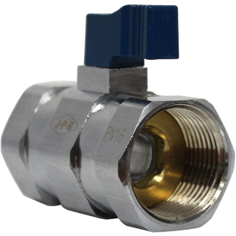 Mini-vanne laiton nickelé Femelle / Femelle 3/4" (20/27) - PN16 - manette bleue - Arcanaute