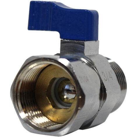 Mini-vanne laiton nickelé Mâle / Femelle 3/4" (20/27) - PN16 - manette bleue - Arcanaute