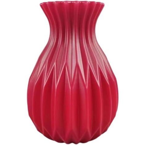 Mini vaso con boccioli colorati in plastica infrangibile - 17 cm - A tenuta stagna - Con base appesantita - Piccolo centrotavola per la decorazione di casa, giardino e ufficio - Rosso