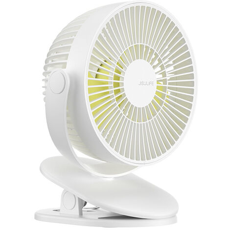 Mini ventilador con clip, pequeño ventilador USB con batería recargable de 4000 mAh, 4 velocidades, pequeño y silencioso, apto para cama, escritorio, cochecito - blanco lechoso