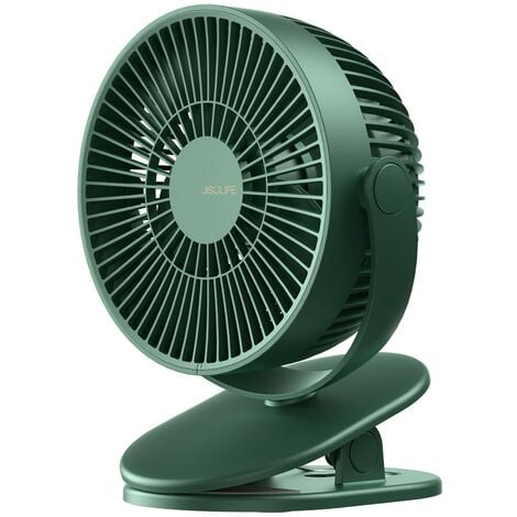 Mini ventilador con clip, pequeño ventilador USB con batería recargable de 4000 mAh, 4 velocidades, pequeño y silencioso para cama, escritorio, cochecito, verde oscuro