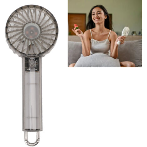 Mini ventilador de bolsillo, transparente, portátil, de ABS, enfriador, 65 x 33,5 x 152,5 mm, negro