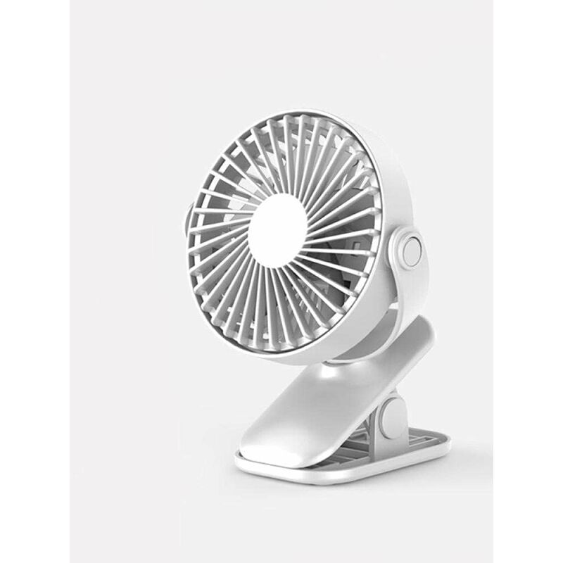 

Abcrital - Mini ventilador de mesa recargable USB portátil con clip ajustable de rotación de 360 ​​grados, color blanco