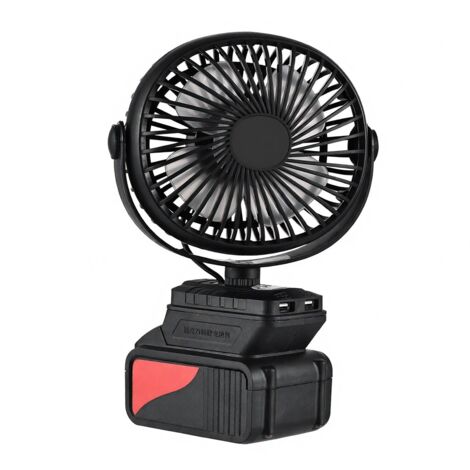 Mini ventilador eléctrico portátil de litio, ideal para acampar y actividades al aire libre. Bajo nivel de ruido, rotación de 360°, ángulo ajustable, luz LED, recargable, 2 velocidades.