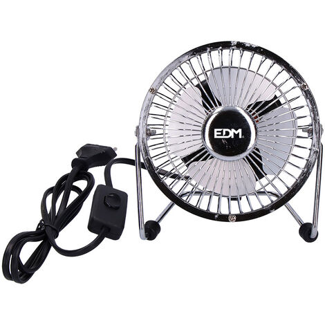 MINI VENTILADOR INDUSTRIAL, DE SOBREMESA. COLOR CROMADO. POTENCIA: 15W ASPAS: Ø10x15cm EDM