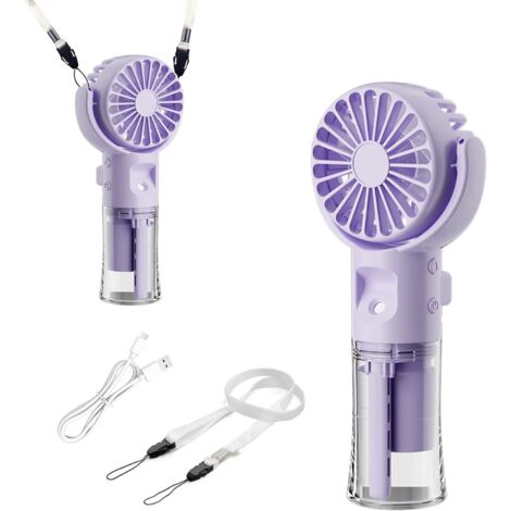 Mini ventilador portátil Hifot, silencioso, recargable por USB, de bolsillo, plegable, para camping, exteriores y viajes, 4 velocidades, morado