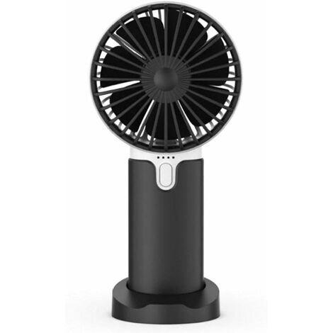 Mini ventilador portátil MINKUROW, ventilador de escritorio USB, batería recargable de 3 velocidades, ventilador de bolsillo de 2400 mAh, silencioso con base negra