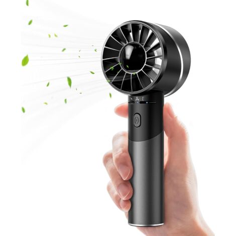 Mini ventilador portátil recargable por USB, batería de acero inoxidable de 2600 mAh, 4 velocidades, hasta 16 horas de autonomía, compacto para viajes, oficina, hogar y exteriores (negro)