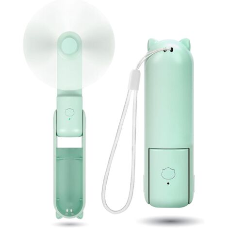 Mini ventilador silencioso recargable con 3 velocidades, ventilador USB portátil para viajes (verde)