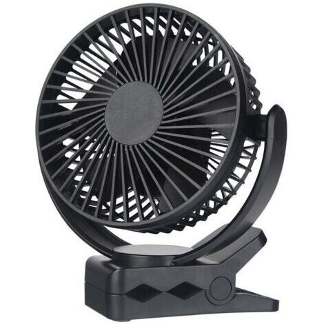 Mini ventilador USB con clip, 14 cm, con batería de 5000 mAh, portátil pequeño ventilador de escritorio, 3 niveles de velocidad, giro de 360° en ambas direcciones, con cable USB, adecuado para hogares