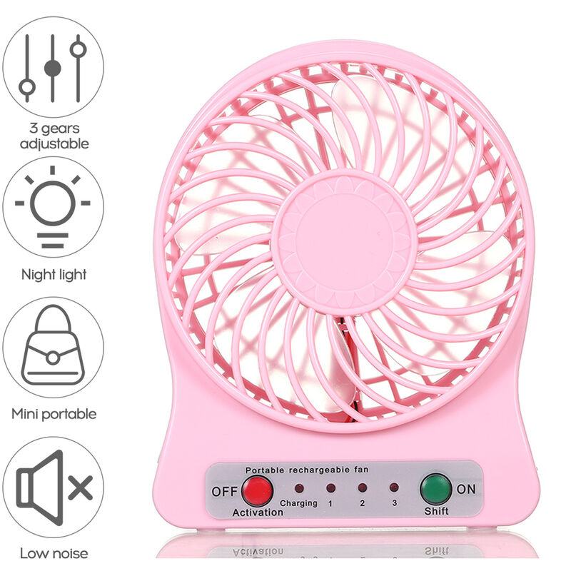 

Mini ventilador USB de escritorio 3 engranajes, con luz nocturna