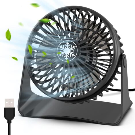 Mini ventilador USB portátil con 3 velocidades ajustables, silencioso, de mesa y rotación de 360 grados, ideal para oficina, dormitorio, coche y camping (alimentado por USB)
