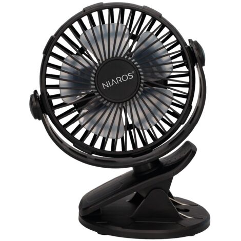 Mini ventilador USB tipo clip Fune 3W Negro