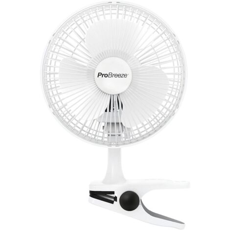 Mini Ventilateur à Pince Pro Breeze - 2 Vitesses, 15 cm - Petit, Portable, Silencieux - pour Maison, Table, Bureau - Blanc - Blanc