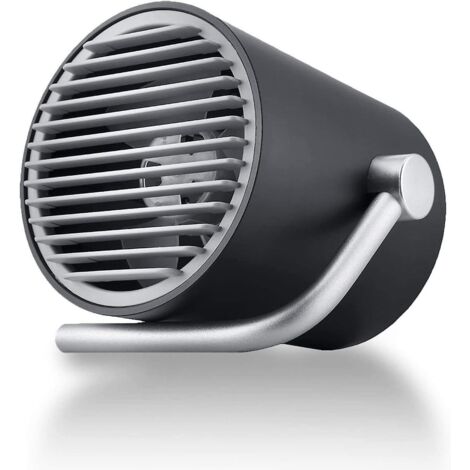 Mini ventilateur de bureau portable noir avec technologie Turbo Wind ultra silencieuse et connectivité USB