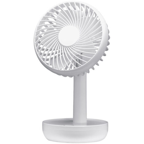 Mini ventilateur de bureau sans fil rechargeable « Limousin » avec alimentation USB (moteur 5 W CC, 3 vitesses), blanc