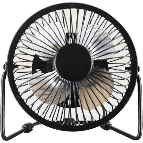 Mini ventilateur de bureau USB (conception en métal, flux d'air important, fonctionnement silencieux), noir