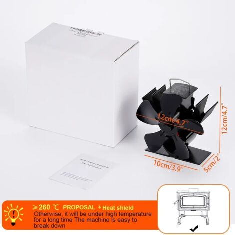 Mini ventilateur de cheminée à 5 pales, alimenté par la chaleur, pour poêle à bois, portable et écologique, silencieux et chaud pour l'hiver, idéal pour la cuisson extérieure.