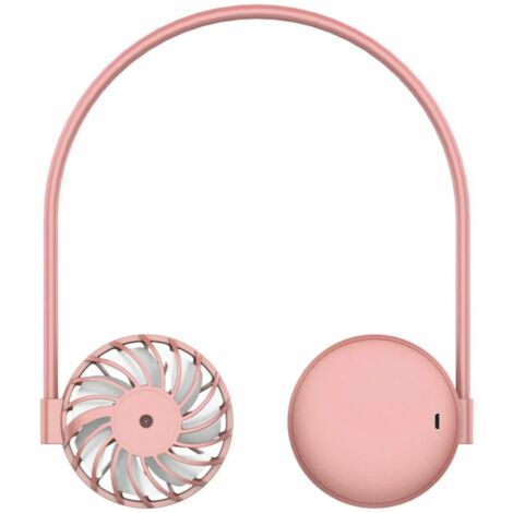 Mini ventilateur de cou suspendu réglable paresseux portable (rose)