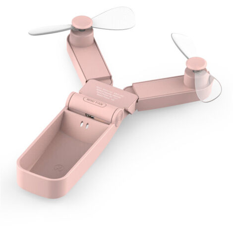 Mini Ventilateur de Poche Pliable, Portatif Ventilateur De Poche Rechargeable Portable avec Câble USB  pour Voyage À La Maison En Plein Air（double rose）