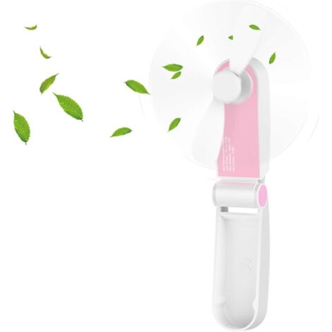 Mini Ventilateur de Poche Pliable, Portatif Ventilateur De Poche Rechargeable Portable avec Câble USB Réglable à 2 Vitesses pour Voyage À La Maison en Plein Air, Rose