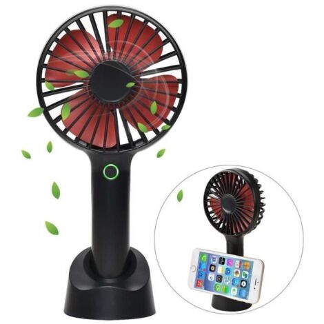 Mini ventilateur de poche USB rechargeable - Marque - Modèle - 4 modes - Lumière LED - Noir