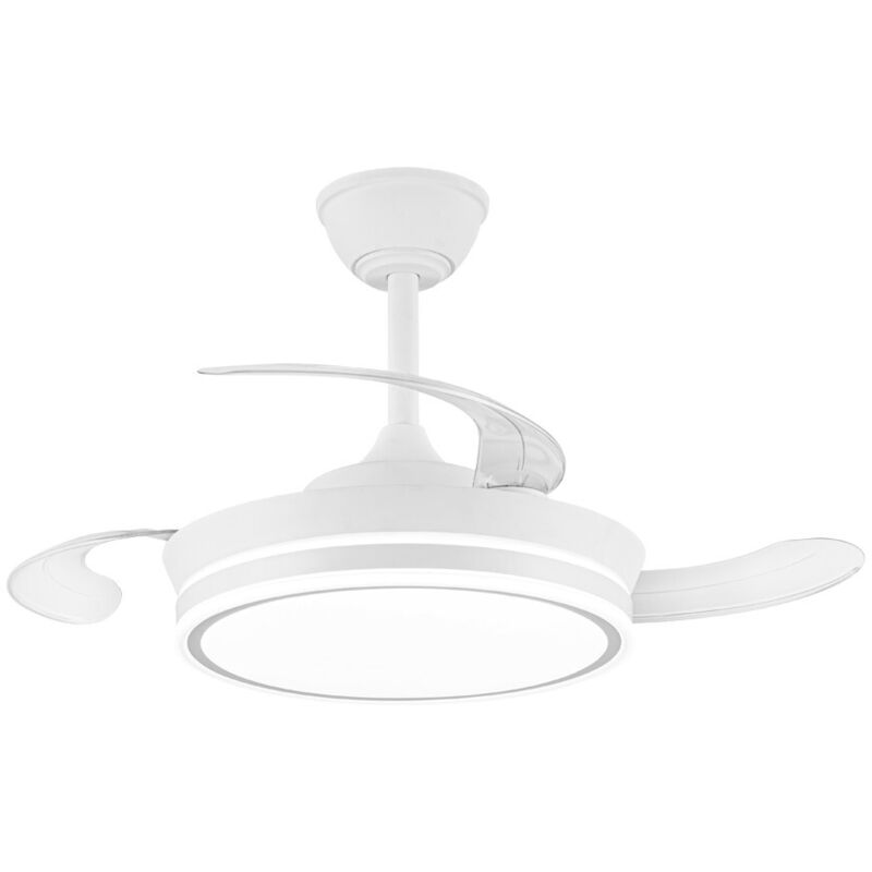 Cristalrecord - Mini ventilateur led Supereco à pales rétractables, blanc, 39 w, 3 822 lm cct