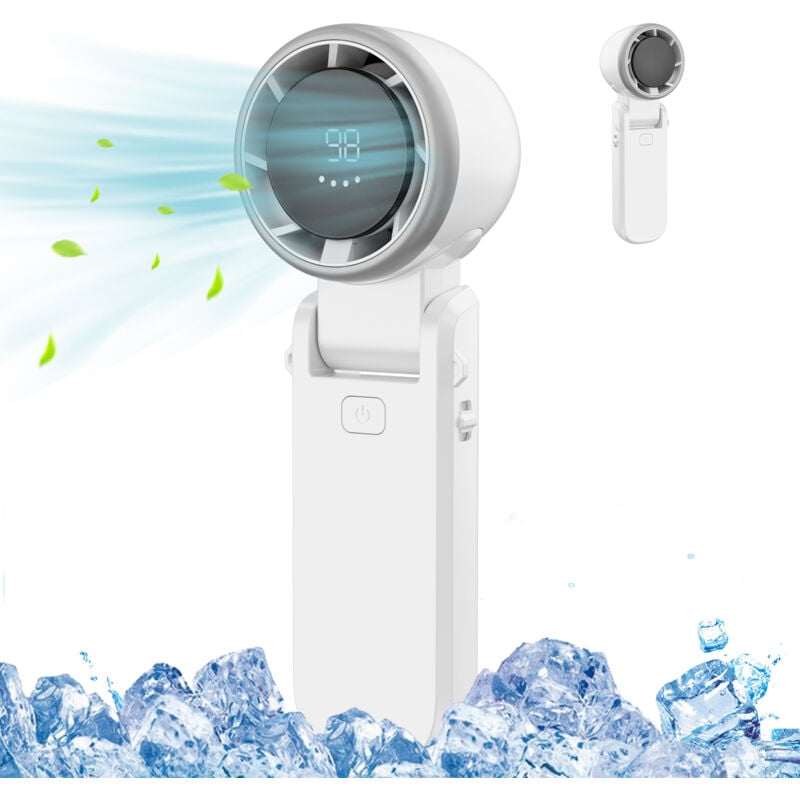 Bleosan - Mini Ventilateur Portable à Main Turbo Réglable en Vitesse Batterie Rechargeable Affichage led pour Femmes Hommes Voyage Camping