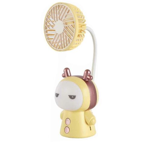 Mini ventilateur portable avec veilleuse, rechargeable par USB.