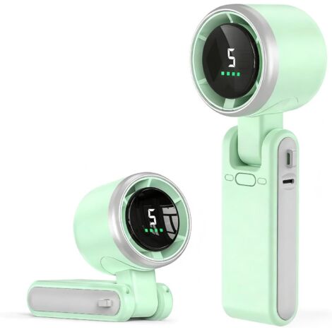Mini Ventilateur Portable Compact et Élégant avec Batterie - Usage Main, Bureau, Cou ou Pliable, Ultra Rapide 12m/s, 5 Vitesses, 13500 tr/min, Rechargeable par USB pour Bureau, Extérieur