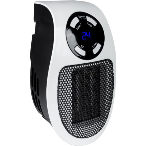 Mini ventilateur soufflant à prise électrique (230 V, 500 W de puissance de chauffage, 28,46 m³/h, élément chauffant en céramique PTC, rotatif à 90°, prise d'alimentation, fonction