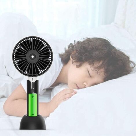 Mini ventilateur USB portable rechargeable, vitesse réglable compact noir