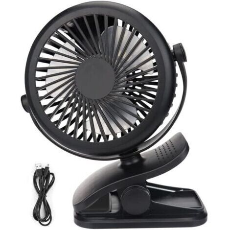 Mini Ventilateur USB, Ventilateur portable silencieux avec batterie rechargeable, 3 vitesses, 360 vitesses rotatives pour chambre à coucher, bureau, poussette, camping