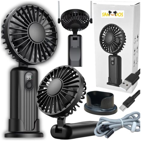 Mini-Ventilator tragbarer Ventilatorständer Handheld schwarz matt