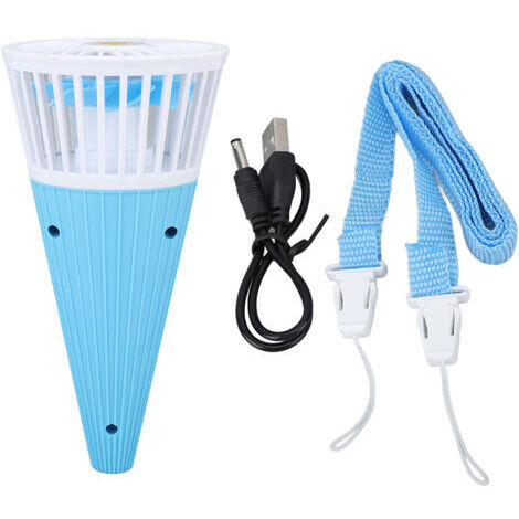 Mini ventilatore conico portatile con catenella di fissaggio: ideale per l'estate, offre un flusso d'aria potente, un funzionamento silenzioso e fino a 3 ore di autonomia della batteria.