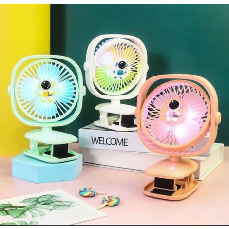 Mini Ventilatore da tavolo con clip ricaricabile tramite USB luce RGB BJJ848-2