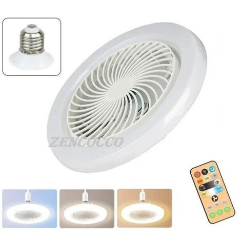 Mini ventilatore lampada led E27 dimmerabile 3 COLORI LUCE 30W con telecomando 26cm