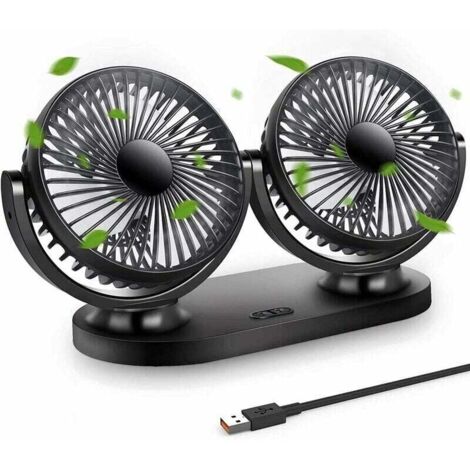 Mini ventilatore USB, doppia testa, girevole a 360°, 3 velocità, ventilatore portatile per auto, tavolo, campeggio, pesca, ecc.