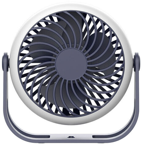 Mini ventilatore USB, portatile, con rotazione a 360° e gancio, batteria da 2500 mAh per ufficio, camera da letto, tenda, viaggio (blu)