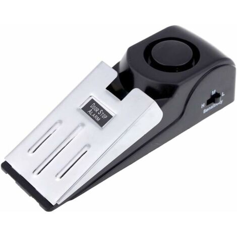 Mini vibrateur sans Fil déclenché Wedge en Forme de Porte Stopper Alerte Système de sécurité à Domicile Alarme de Porte Bloc Bloc de Blocage Noir (Pack de 1)