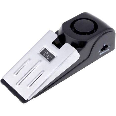 Mini vibrateur sans Fil déclenché Wedge en Forme de Porte Stopper Alerte Système de sécurité à Domicile Alarme de Porte Bloc Bloc de Blocage Noir (Pack de 1)