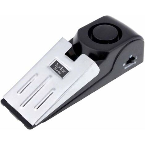 Mini vibrateur sans Fil déclenché Wedge en Forme de Porte Stopper Alerte Système de sécurité à Domicile Alarme de Porte Bloc Bloc de Blocage Noir (Pack de 1)