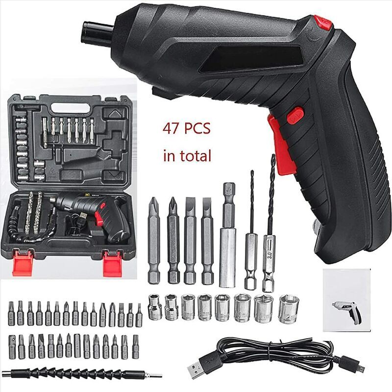 Mini Visseuse Sans Fil avec Mandrin et Chargeur USB, 3,6 V 47PCS Perceuse électrique Sans Fil