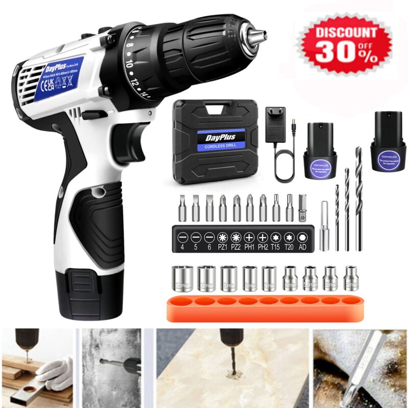 Dayplus - Mini visseuse sans fil Visseuse multiple Perceuse-visseuse sans fil 2 batteries Li-Ion